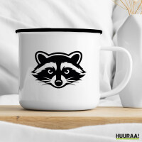 Emaille Tasse Waschbär Silhouette 300ml Vintage Emaille Becher