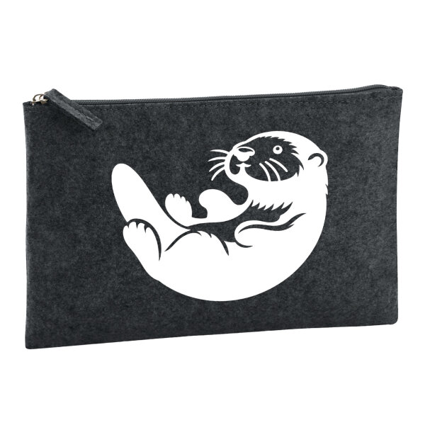 Kulturbeutel Otter Silhouette 1 Liter Filz Charcoal Kosmetiktasche