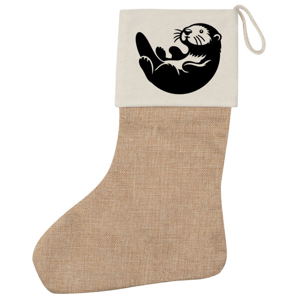 Weihnachtsstrumpf Otter Silhouette Beige
