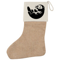 Weihnachtsstrumpf Otter Silhouette Beige