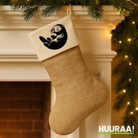 Weihnachtsstrumpf Otter Silhouette Beige