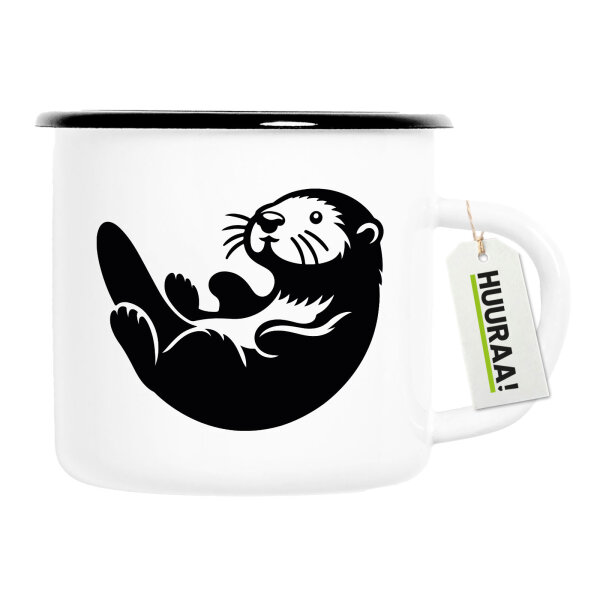Emaille Tasse Otter Silhouette 300ml Vintage Emaille Becher