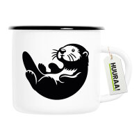 Emaille Tasse Otter Silhouette 300ml Vintage Emaille Becher