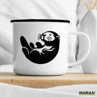 Emaille Tasse Otter Silhouette 300ml Vintage Emaille Becher