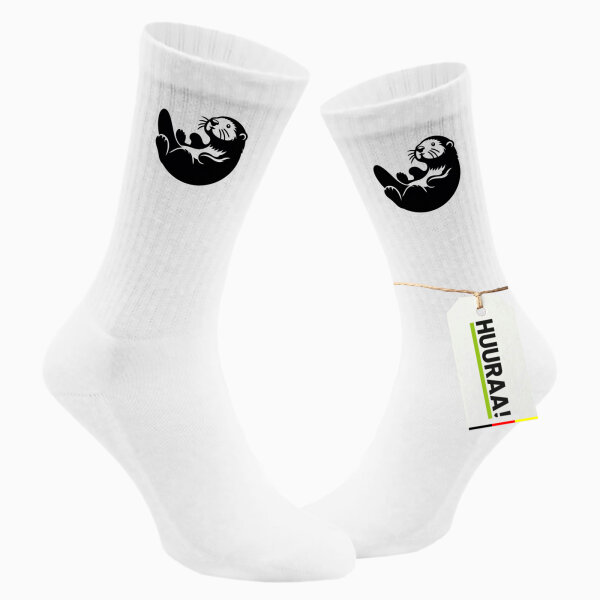 Socken Otter Silhouette Größe 37/46 White Motiv Tennissocken
