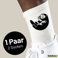 Socken Otter Silhouette Größe 37/46 White Motiv Tennissocken