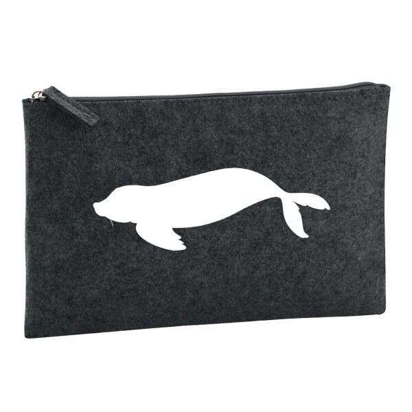 Kulturbeutel Robbe Silhouette 1 Liter Filz Charcoal Kosmetiktasche