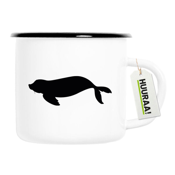 Emaille Tasse Robbe Silhouette 300ml Vintage Emaille Becher