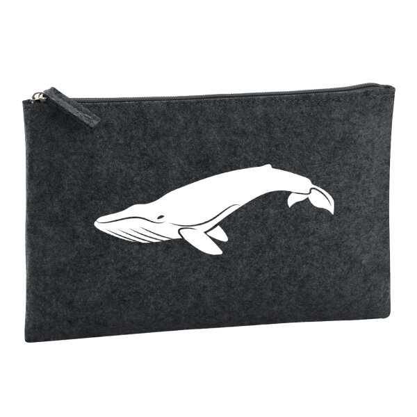 Kulturbeutel Wal Silhouette 1 Liter Filz Charcoal Kosmetiktasche
