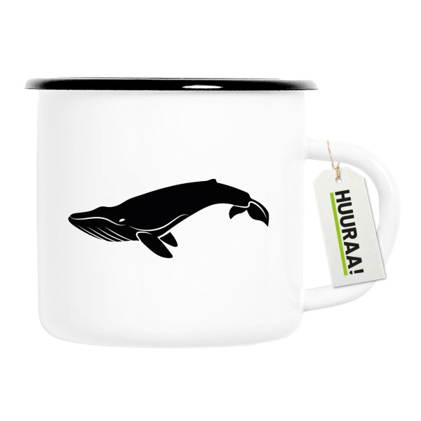 Emaille Tasse Wal Silhouette 300ml Vintage Emaille Becher