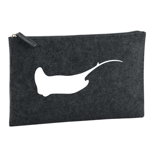 Kulturbeutel Rochen Silhouette 1 Liter Filz Charcoal Kosmetiktasche