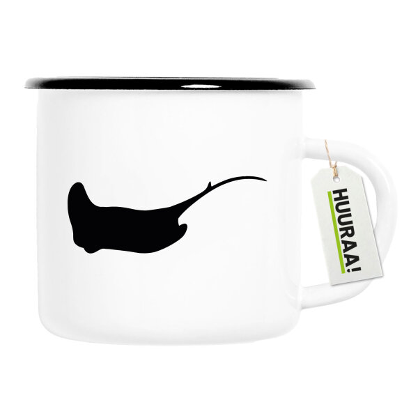 Emaille Tasse Rochen Silhouette 300ml Vintage Emaille Becher