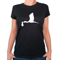 Damen T-Shirt Klapperstorch mit Baby Silhouette...