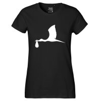 Damen T-Shirt Klapperstorch mit Baby Silhouette...