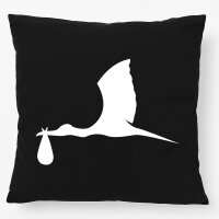Kissen Klapperstorch mit Baby Silhouette 40x40cm