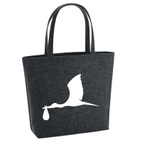 Filzshopper Klapperstorch mit Baby Silhouette 22 Liter