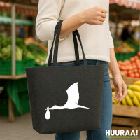 Filzshopper Klapperstorch mit Baby Silhouette 22 Liter