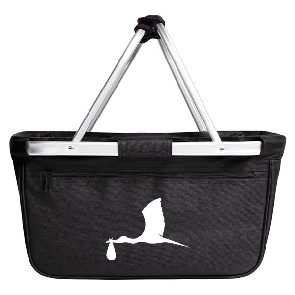 Einkaufskorb Klapperstorch mit Baby Silhouette 20 Liter Tragekorb Black