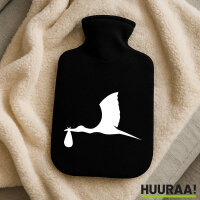 Wärmflasche Klapperstorch mit Baby Silhouette