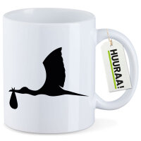 Kaffeetasse Klapperstorch mit Baby Silhouette 330ml