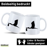 Kaffeetasse Klapperstorch mit Baby Silhouette 330ml