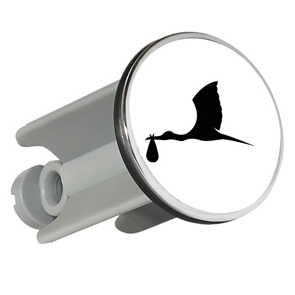 Waschbeckenstöpsel Klapperstorch mit Baby Silhouette 4cm Abflussstopfen