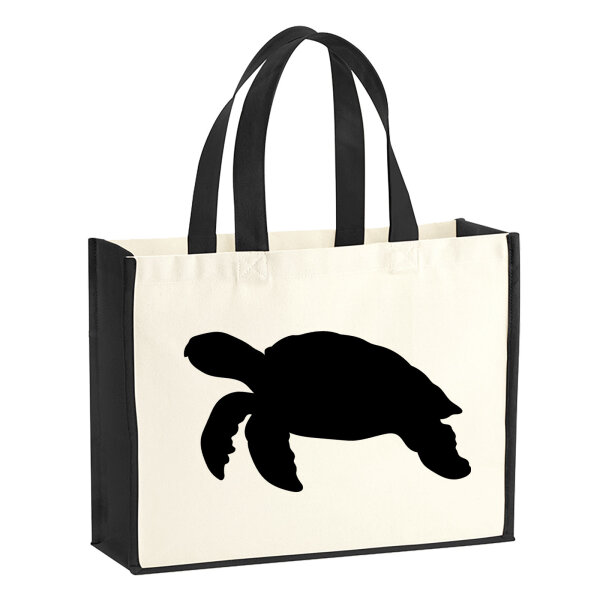 Jutetasche Schildkröte Silhouette 21 Liter Black
