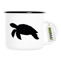 Emaille Tasse Schildkröte Silhouette 300ml Vintage Emaille Becher
