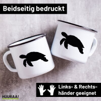 Emaille Tasse Schildkröte Silhouette 300ml Vintage Emaille Becher