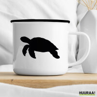 Emaille Tasse Schildkröte Silhouette 300ml Vintage Emaille Becher
