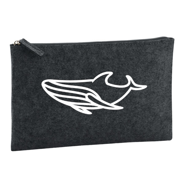 Kulturbeutel Blauwal Silhouette 1 Liter Filz Charcoal Kosmetiktasche