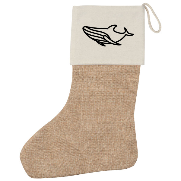 Weihnachtsstrumpf Blauwal Silhouette Beige