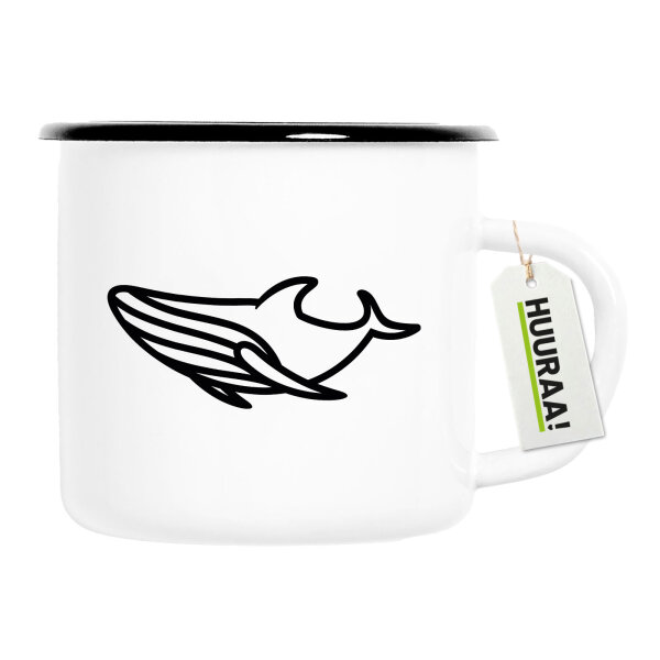 Emaille Tasse Blauwal Silhouette 300ml Vintage Emaille Becher