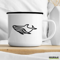 Emaille Tasse Blauwal Silhouette 300ml Vintage Emaille Becher