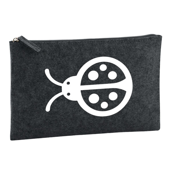 Kulturbeutel Marienkäfer Silhouette 1 Liter Filz Charcoal Kosmetiktasche