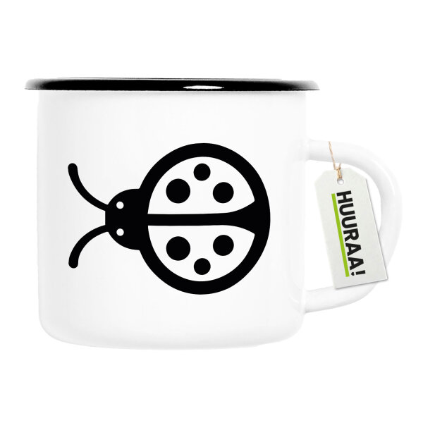 Emaille Tasse Marienkäfer Silhouette 300ml Vintage Emaille Becher