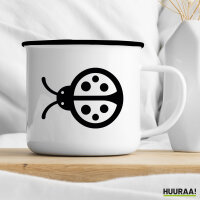 Emaille Tasse Marienkäfer Silhouette 300ml Vintage Emaille Becher