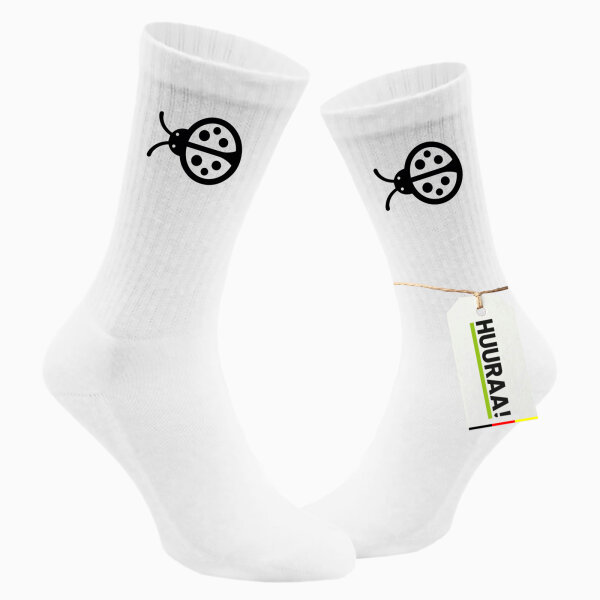 Socken Marienkäfer Silhouette Größe 37/46 White Motiv Tennissocken