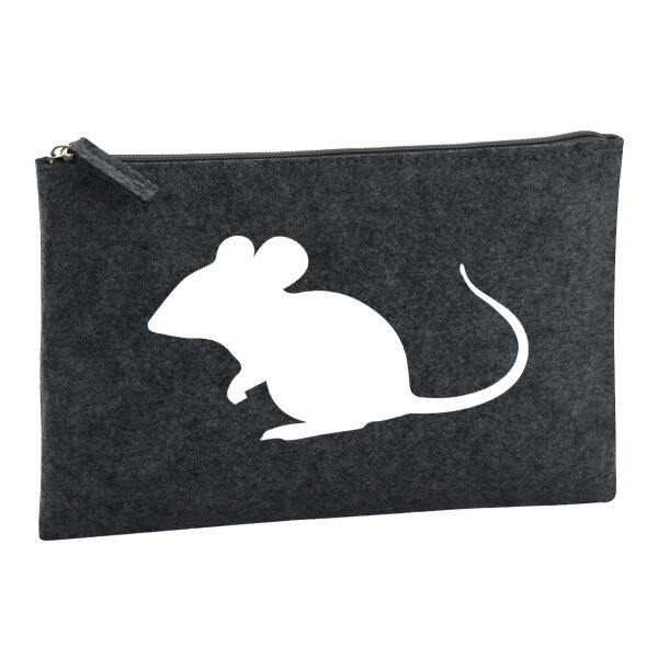 Kulturbeutel Maus Silhouette 1 Liter Filz Charcoal Kosmetiktasche