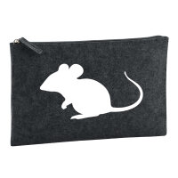 Kulturbeutel Maus Silhouette 1 Liter Filz Charcoal Kosmetiktasche