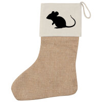 Weihnachtsstrumpf Maus Silhouette Beige