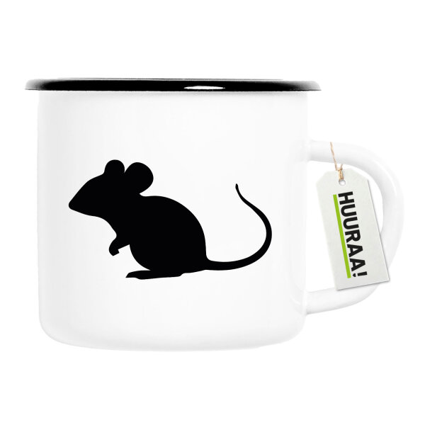 Emaille Tasse Maus Silhouette 300ml Vintage Emaille Becher