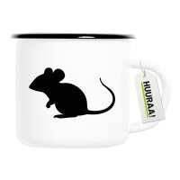 Emaille Tasse Maus Silhouette 300ml Vintage Emaille Becher