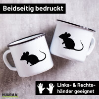 Emaille Tasse Maus Silhouette 300ml Vintage Emaille Becher