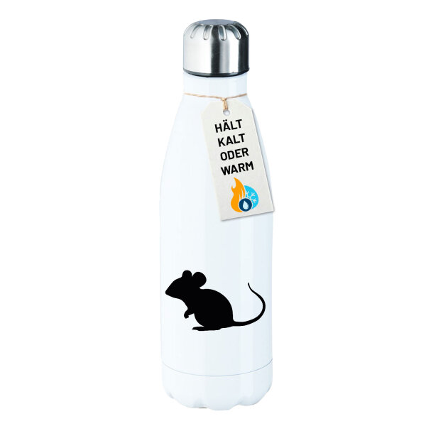 Edelstahl-Trinkflasche Maus Silhouette 500ml Wasserflasche
