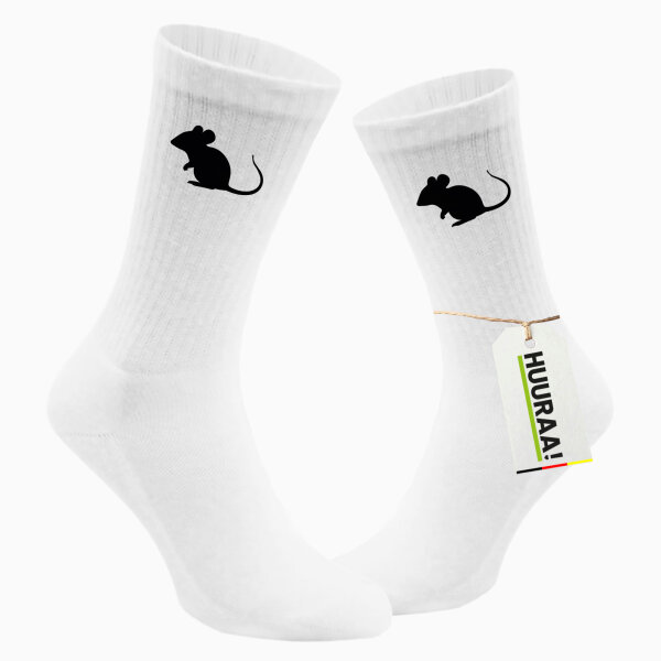 Socken Maus Silhouette Größe 37/46 White Motiv Tennissocken