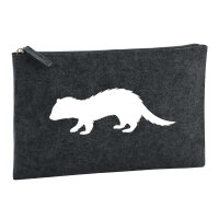 Kulturbeutel Frettchen Silhouette 1 Liter Filz Charcoal Kosmetiktasche