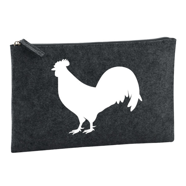 Kulturbeutel Hahn Silhouette 1 Liter Filz Charcoal Kosmetiktasche