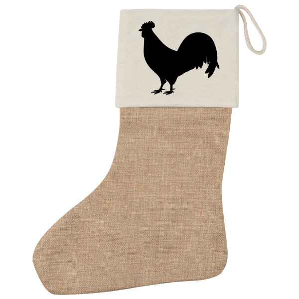 Weihnachtsstrumpf Hahn Silhouette Beige