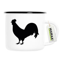 Emaille Tasse Hahn Silhouette 300ml Vintage Emaille Becher